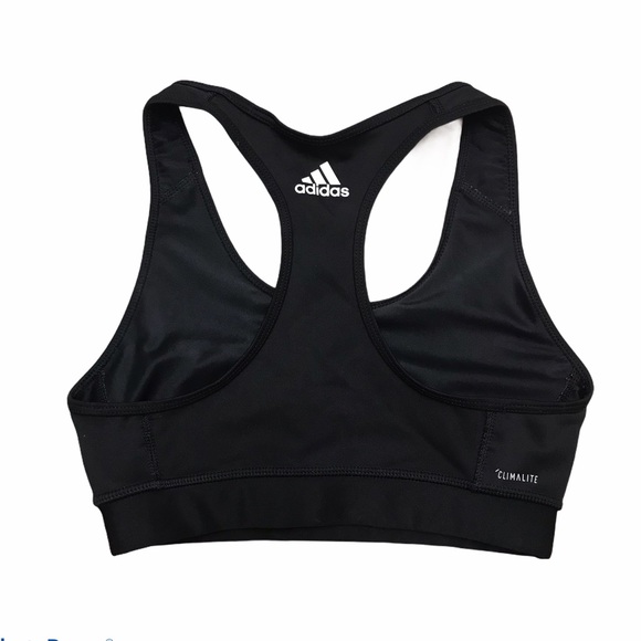 Adidas Black Logo CLIMALITE Racerback Sports Bra - Picture 2 of 5